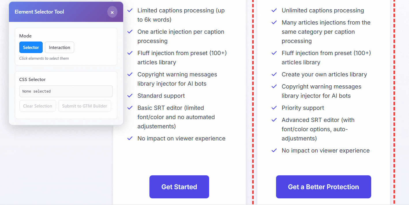 Point-and-click selector demo